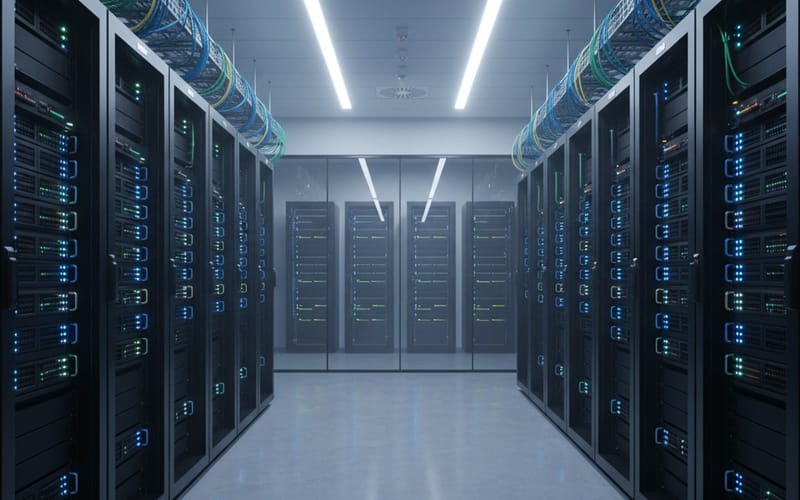 Server room with modern infrastructure
